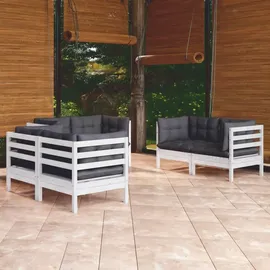 vidaXL 6-tlg. Loungeset Kiefer weiß