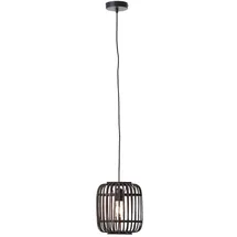 Lightbox Pendelleuchte, Hängeleuchte aus echtem Rattan, 1x E27 max. 40 Watt aus Metall/Rattan in holz dunkel/schwarz