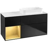 Villeroy & Boch Finion Waschtischunterschrank F681HFPD 120x60,3x50,1cm, Regal links Gold matt, Black matt lacquer