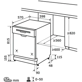 Exquisit EGSP2112-EB-030E Einbau-Geschirrspüler (teilintegrierbar, 598 mm breit, Inox)