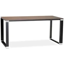Kadima Design Bürotisch | 160x80x74 cm | Zeitlos Industriedesign Pflegeleicht | Braun-Schwarz | Arbeitstisch für Großraumbüros | Metall & Melamin