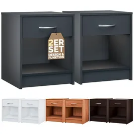 CASARIA Nachtschrank Hamburg 50 x 40 x 35 cm Anthrazit