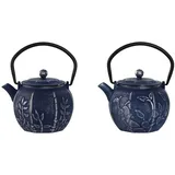 home esprit Teekanne Blau Weiß Edelstahl Eisen 600 ml (2 Stück)