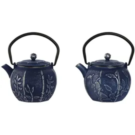 home esprit Teekanne Blau Weiß Edelstahl Eisen 600 ml (2 Stück)