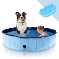 Jiubiaz 160 x 30cm Faltbarer Hundepool, Verschleißfest Schwimmbad mit Haustier Badebürste, rutschfest Swimmingpool für Große & Kleine Hunde