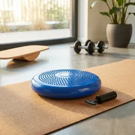 Relaxdays Balance-Kissen mit Luftpumpe blau
