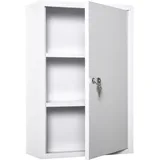 Medizinschrank Arzneischrank Zur Medikamenten-aufbewahrung, Abschließbar Medikamentenschrank Metall Mit 3 Fächern Erste-hilfe-schrank, 40 X 18 X 60 Cm, Weiß