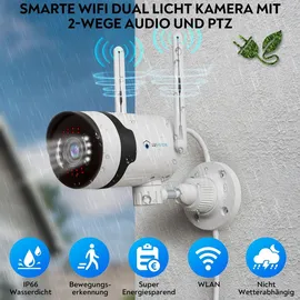 LuVision Dual WLAN PTZ Überwachungssystem mit Monitor 5MP, Mikrofon, Sirene, Nachtsicht, Bewegungsverfolgung 2 Kameras