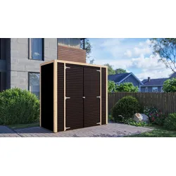 Gerätehaus BERTILO "Box 1, in verschiedenen Farben", schwarz, Holz, Gerätehäuser, Hohe Doppeltür, hohe Wände – mehr Raum