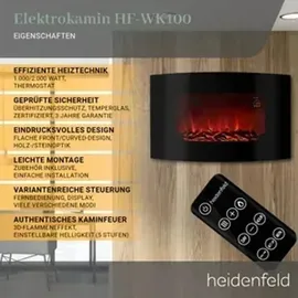 Heidenfeld Elektrokamin HF-WK100 curved holzoptik