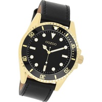 OOZOO Quarzuhr Oozoo Herren Armbanduhr Timepieces, Herrenuhr Lederarmband schwarz, rundes Gehäuse, groß (ca. 44mm) schwarz