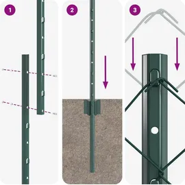 vidaXL Zaun mit Pfosten 1,2 x 25 m Grün/Stahl