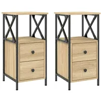 VidaXL Nachttische 2 Stk. Sonoma-Eiche 34x35,5x70 cm Holzwerkstoff