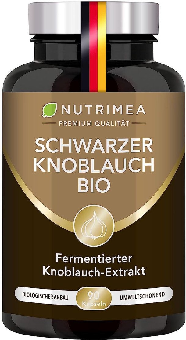 Nutrimea Schwarzer Knoblauch BIO | Knoblauchextrakt Patentiert Abg10+® Aged Black Garlic Extrakt 90 St