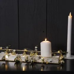 LED-Lichterkette &quot;Xmas&quot; - 10 warmweiße LED - goldene Kugeln und Sterne - 0,9m - ...