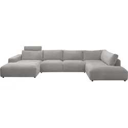 Wohnlandschaft "Lucia U-Form", grau, B:434cm H:81cm T:204cm, GALLERY M BRANDED BY MUSTERRING, Sofas, Verschiedene Farben, Cord-Bezug, Gesamtbreite 434 cm