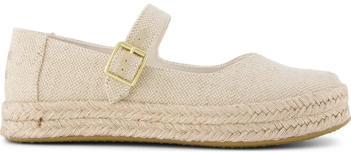 Toms Carolina Mary Jane champagne glimmer slub canvas 36