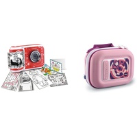 VTech KidiZoom Print Cam – Sofortbild-Kinderkamera mit Druckfunktion, Selfie- und Videofunktion, 4-12 Jahren & KidiZoom Tragetasche pink - Vtech 417369 Kinderkamera, Pink
