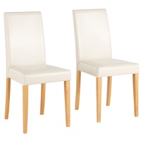 Esszimmerstuhl HOME AFFAIRE "Lucca" Stühle B/H/T: 43 cm x 92 56 cm, 2 St., Kunstleder-Polyester, Buchefarbene Beine beige