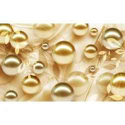 Fototapete PAPERMOON "Goldene Kugeln", bunt, B:5,00m L:2,80m, Vlies, Tapeten