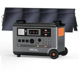 OSCAL 3600Wh Tragbare Powerstation 3600W Solargenerator+2 * 200W Solarpanel