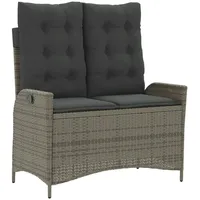 VidaXL Gartenbank Verstellbar mit Kissen Grau Poly Rattan