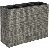 ESTEXO Hochbeet Polyrattan Blumenkübel Pflanzkübel Rattan Blumentopf Set Anthrazit-Grau