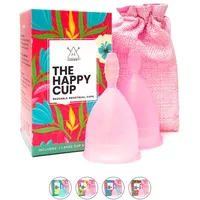 HAWWWY Premium Soft Menstrual Cup- 2 Packs - Most Comfortable, Soft, Reusable, 12 Hours Endurance & Eco-Friendly - Active Cups, Smooth Grip - Tampon & Pad Alternative - Small & Large (Pink)