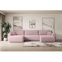 ALTDECOR Wohnlandschaft mit Schlaffunktion und Bettkasten ORRO-U 362x145x83cm Rosa - universal, links/rechts angeordnet Ecksofa U-Form Schlafsofa - Rosa