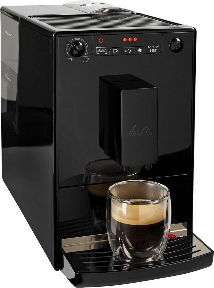 Melitta Kaffeevollautomat Solo® E950-322, pure black, aromatischer Kaffee & Espresso bei nur 20 cm Breite schwarz