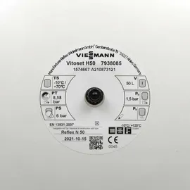 Viessmann Membran-Druckausdehnungsgefäß H 50 6 bar 50 l Weiß