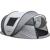EchoSmile Pop up Zelt 5-8 Personen, Wurfzelt Wasserdicht mit 2 Belüftungsfenstern, Familienzelt & Campingzelt für Picknick, Wandern und Outdoor Aktivitäten, Weiß & Grau