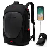 KINGSLONG Rucksack Laptop Herren 15-17,3 Zoll Tech Wasserdicht Gaming Rucksack mit USB-Anschluss Reisen Rucksäcke Hartschale Motorrad Rucksack Outdoor - Schwarz