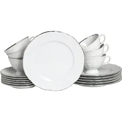 Kaffeeservice CREATABLE "Maria Theresia, KaffeeService 18-tlg", weiß, platinfarben, 18 tlg., Porzellan, Geschirr-Sets, Traditionelle Porzellanform