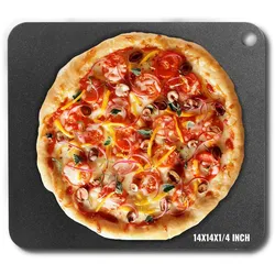 VEVOR Pizzastein Pizzastahl 355 x 355 x 6 mm, Pizzastahlplatte für den Ofen, Vorgewürzter Pizza-Backstein aus Q235-Kohlenstoffstahl mit Höherer Leitfähigkeit für Restaurants, Cafés, Straßenläden