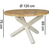 Wohnling Esszimmertisch rund Ø 120 cm Akazie Massiv-Holz Esstisch Küchentisch - Braun