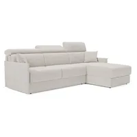 Miryam Ecksofa Mit Matratze Mit Verstellbaren Kopfstützen Aus Weichem, Fleckenabweisendem Stoff T31 232 Cm Rechts Weiß