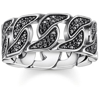Thomas Sabo Silberring »Panzerglieder Silber mit schwarzen Steinen« silberfarben 56