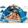 eloneo Pop Up Strandmuschel UV Schutz 80+, Leichter Aufbau und kleines Packmaß inkl. Tragetasche, Sonnenschutz & Windschutz für Babys und Erwachsene, Blau, 190x100x110 cm