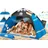 eloneo Pop Up Strandmuschel UV Schutz 80+, Leichter Aufbau und kleines Packmaß inkl. Tragetasche, Sonnenschutz & Windschutz für Babys und Erwachsene, Blau, 190x100x110 cm