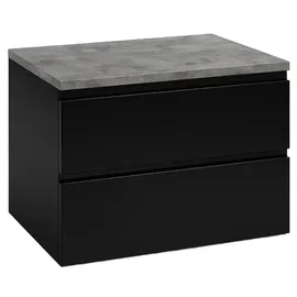 DEFTRANS Schwarzer Hängeschrank 60x50 cm mit Platte – Badezimmer Unterschrank mit Schubladen, Waschtisch, Serie Modus, elegant & praktisch