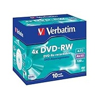 Verbatim DVD-RW 4X Speed 10er Pack Jewel Case Scratch Resistant Surface DVD-Rohlinge