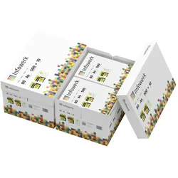 Infowerk Druckerpapier Kopierpapier 10000 Blatt (20x500) DIN A4 80 g Premium Hochweiß CIE 160 Testsieger PEFC Umweltzertifikat