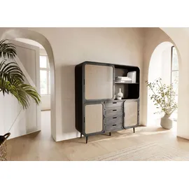 MASSIVMOEBEL24.DE Highboard Mango 150x40x160 dunkelgrau lackiert VALENCIA #211