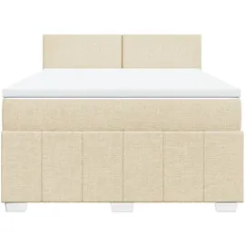 vidaXL Boxspringbett mit Matratze Creme 140x200 cm Stoff
