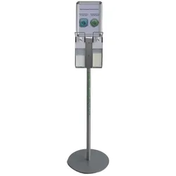 Mobiler Hautschutz Doppelspender inklusive Hautschutz und Hautpflege Lotion | 2x 500ml | Sockel Graualuminum