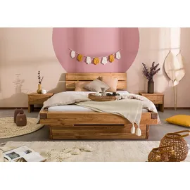 Massivmoebel24 Bett mit Bettkasten Wildeiche 140x200 natur geölt INNSBRUCK #240