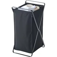 Yamazaki Wäschekorb, faltbarer Aufbewahrungskorb, Organizer, Stahl, Einheitsgröße, Schwarz