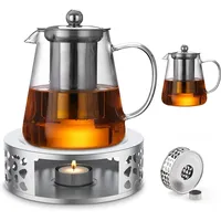 1300-ml-teekanne Aus Glas Mit Wärmeeinsatz, Teekanne Aus Borosilikatglas Mit Teesieb, Hitzebeständig, Zur Zubereitung Von Losem Tee