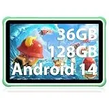FASTWD Tablet Kinder 10 Zoll Android 14 Tablet,36GB RAM +128 GB ROM (Erweiterbar SD),1280 * 800 IPS Display,5G WiFi,Bluetooth 5.0,Spiele, Kindersicherung,Bildung Tablets(Grüner)